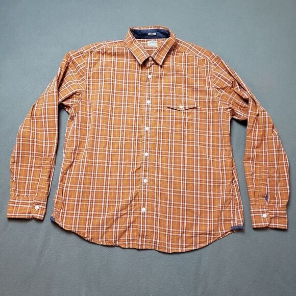 Lucky Brand Orange Plaid Slim Fit long sleeve shirt size XXL - Picture 1 of 13